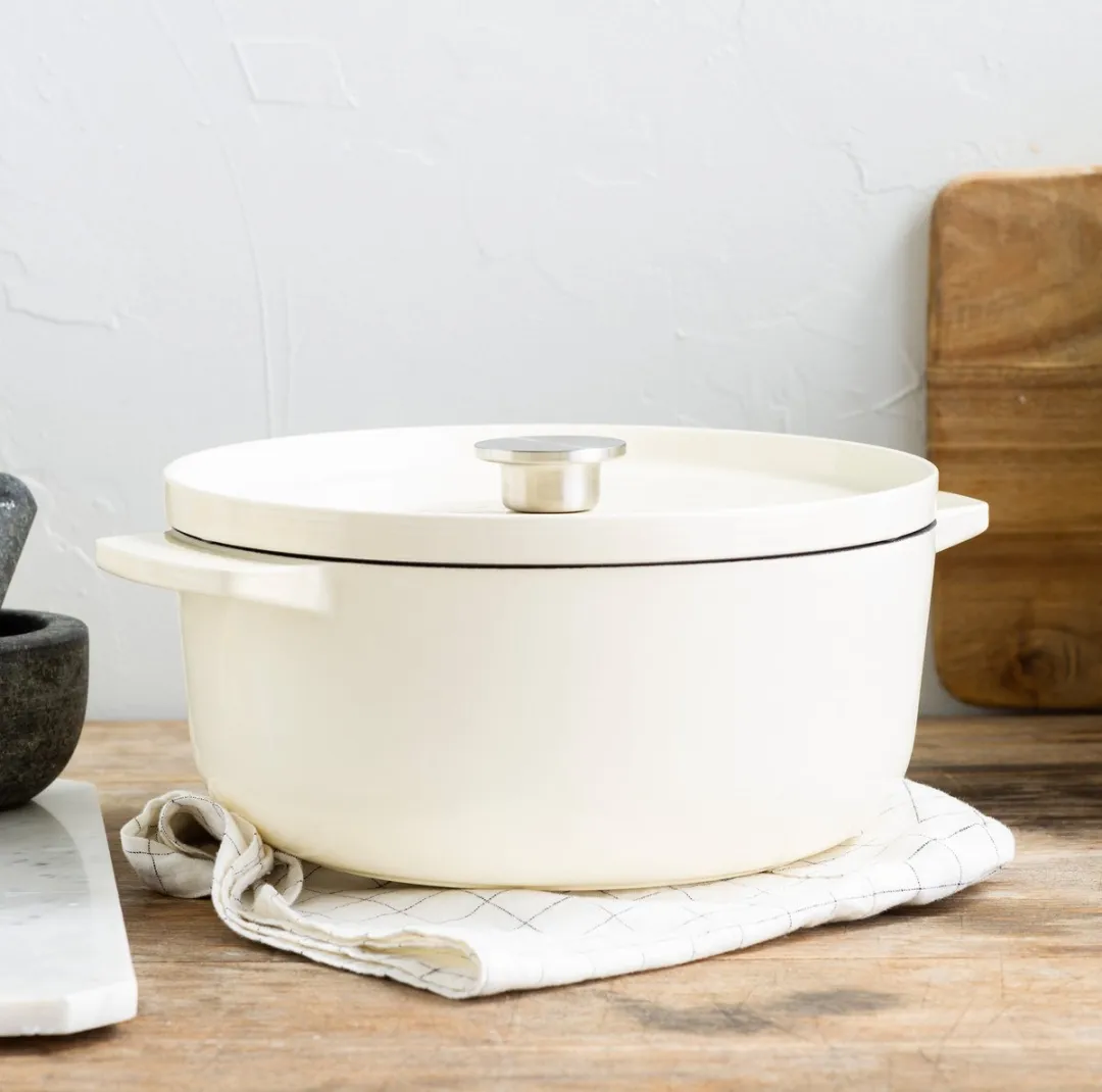KitchenAid Braadpan 22cm - Geëmailleerd Gietijzer - Amandelwit