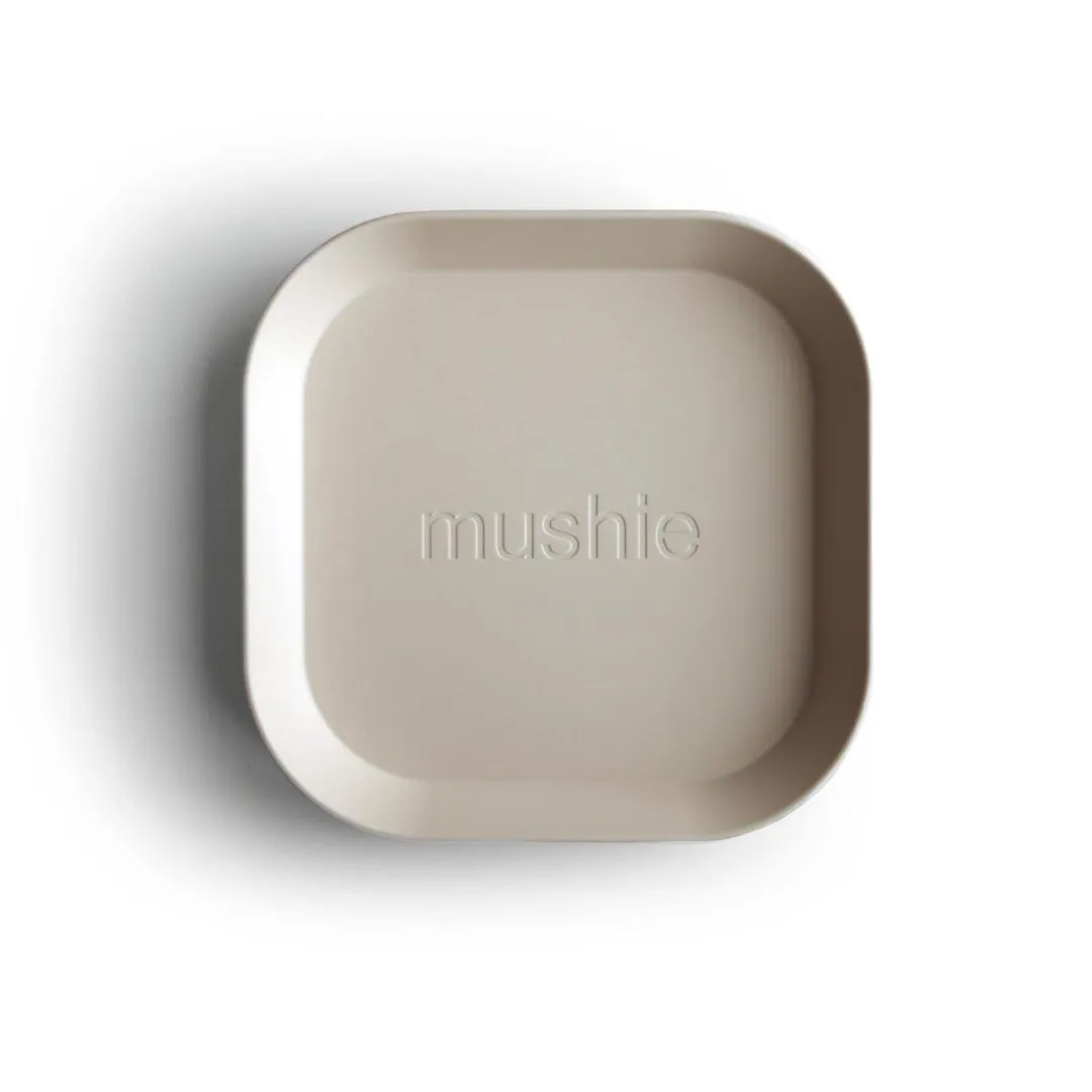 Mushie Vierkante Bordjes Set - 2 Stuks - 19cm - Ivory