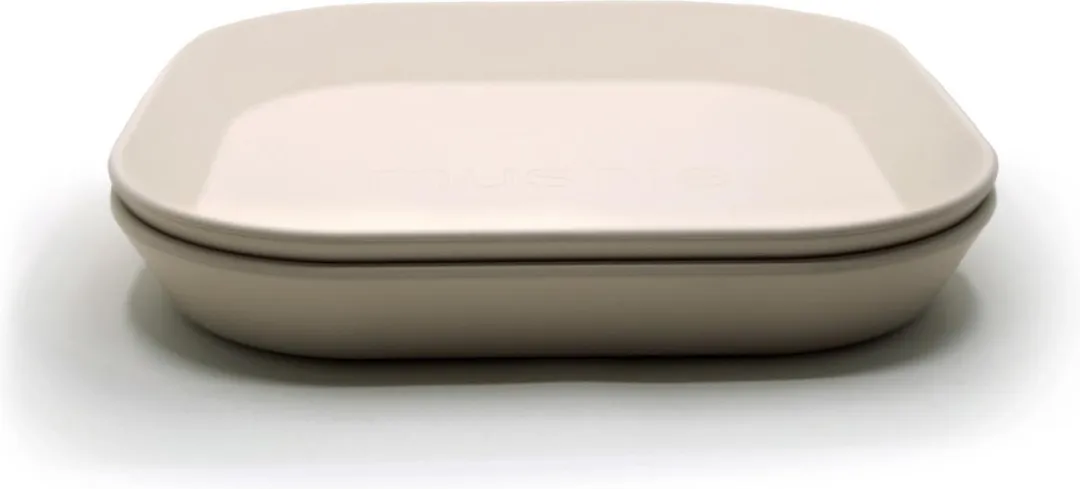 Mushie Vierkante Bordjes Set - 2 Stuks - 19cm - Ivory