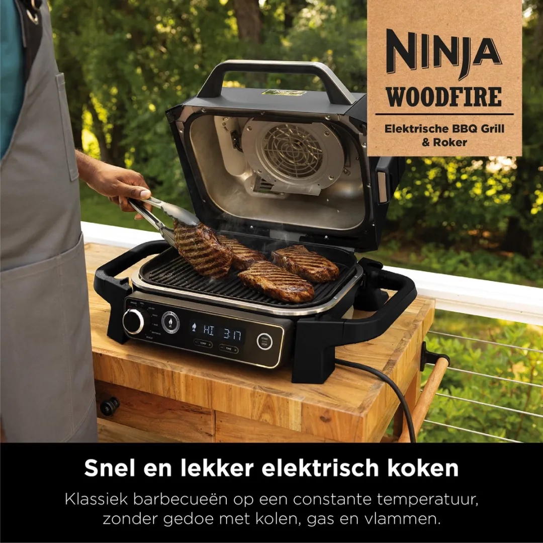 Ninja Woodfire OG701EU 7-in-1 BBQ Grill & Smoker - Zwart