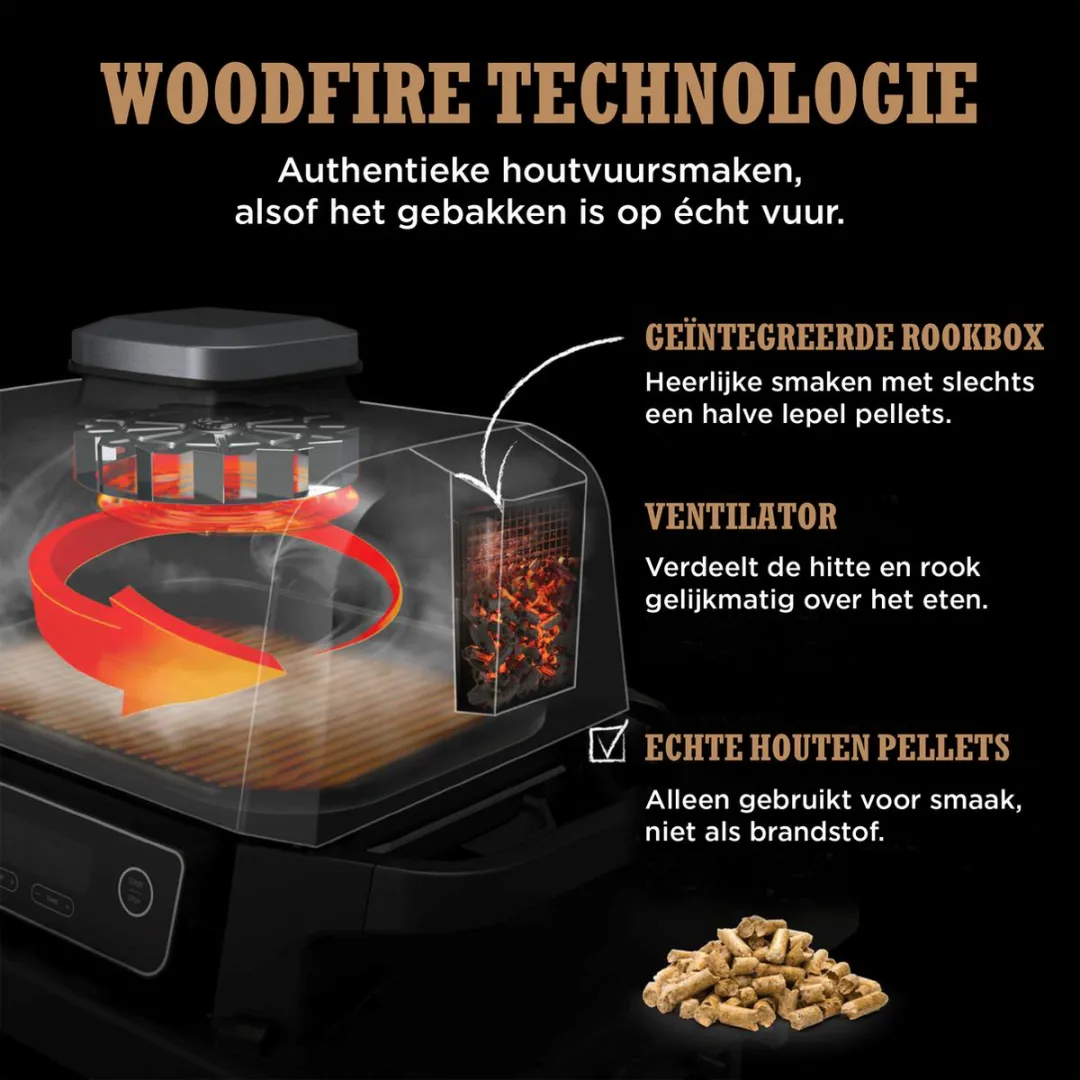 Ninja Woodfire OG701EU 7-in-1 BBQ Grill & Smoker - Zwart