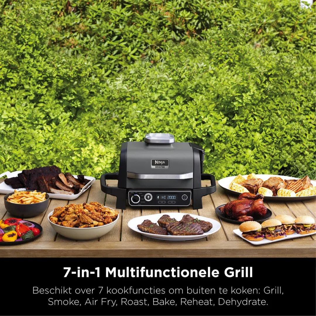 Ninja Woodfire OG701EU 7-in-1 BBQ Grill & Smoker - Zwart