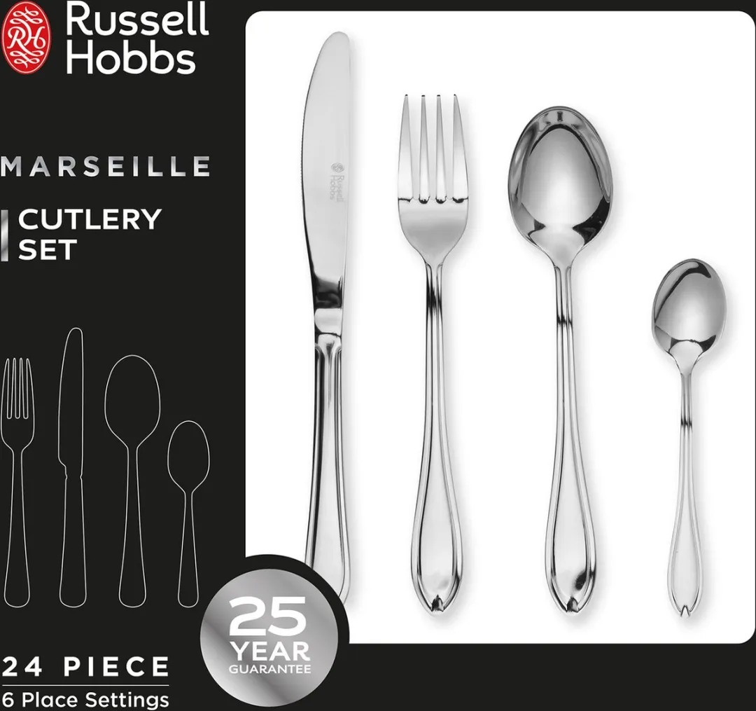 Russell Hobbs Marseille Range Bestekset 24-delig - Zilver