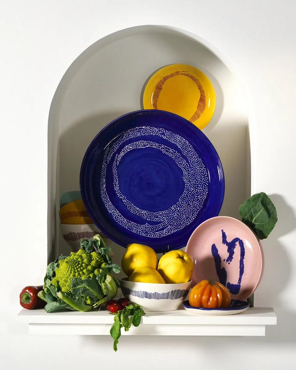 Serax Ottolenghi Feast Bord - 22cm - Donkerblauw/Wit - 2 Stuks