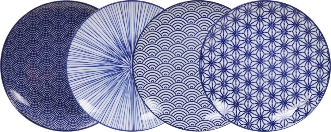 Tokyo Design Studio Nippon Blue Gebaksborden - 4-delig Ø16cm