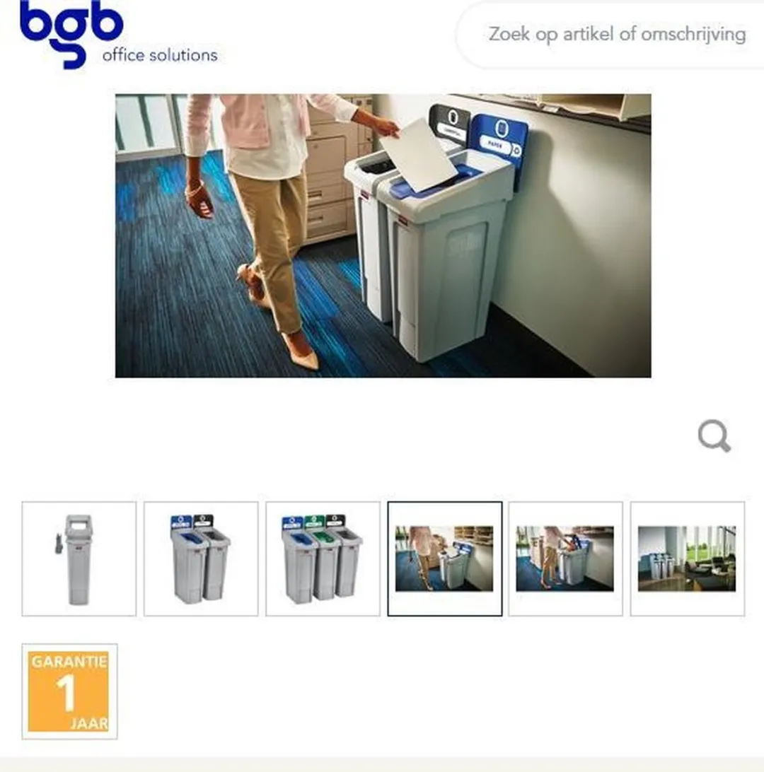 Rubbermaid Slim Jim DY107 Recyclingstation 87L - Grijskleur