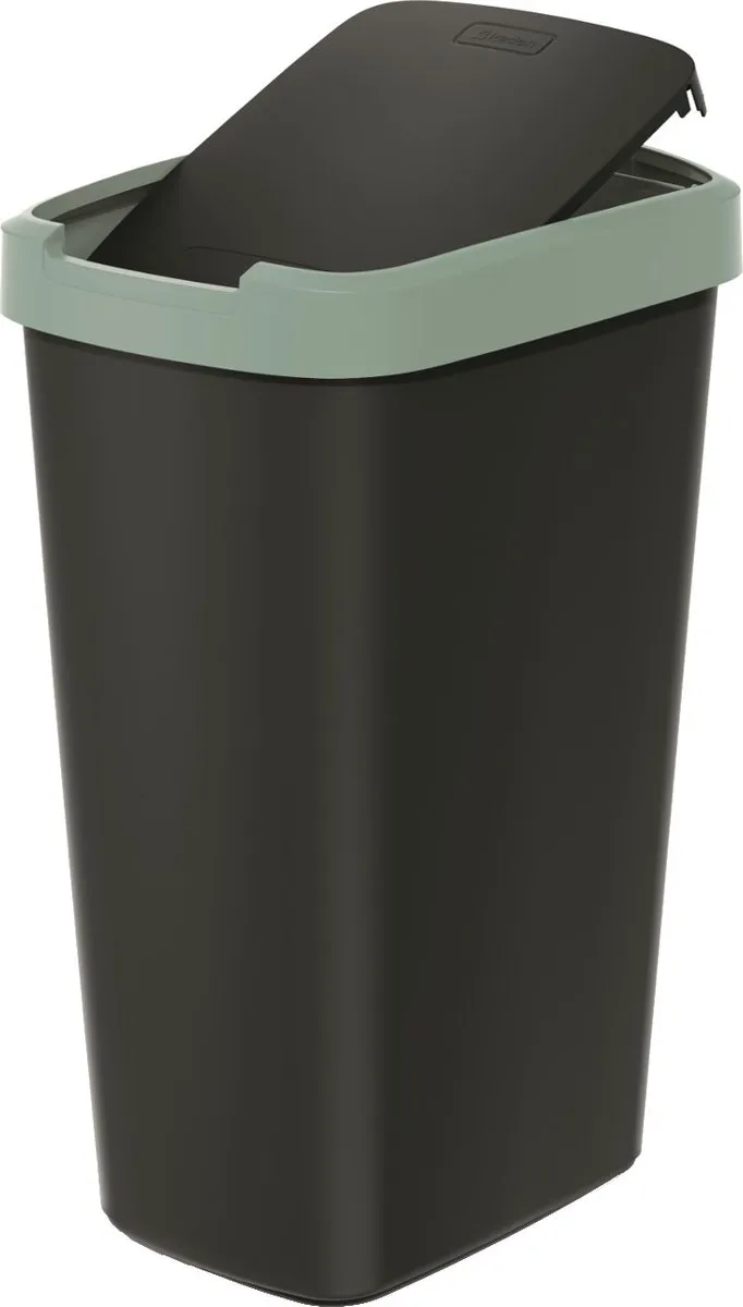 Prosperplast Prullenbak 45L - Zwart met groen frame