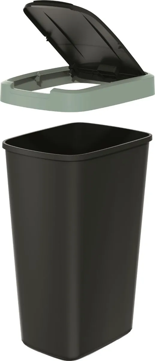 Prosperplast Prullenbak 45L - Zwart met groen frame