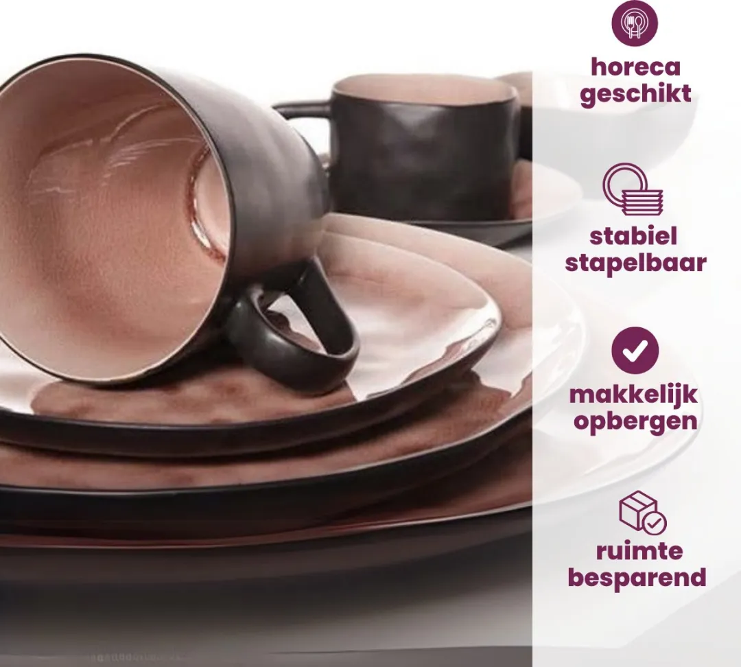 Cosy&Trendy Laguna Ontbijtborden - 4 Stuks 20x16cm - Roze