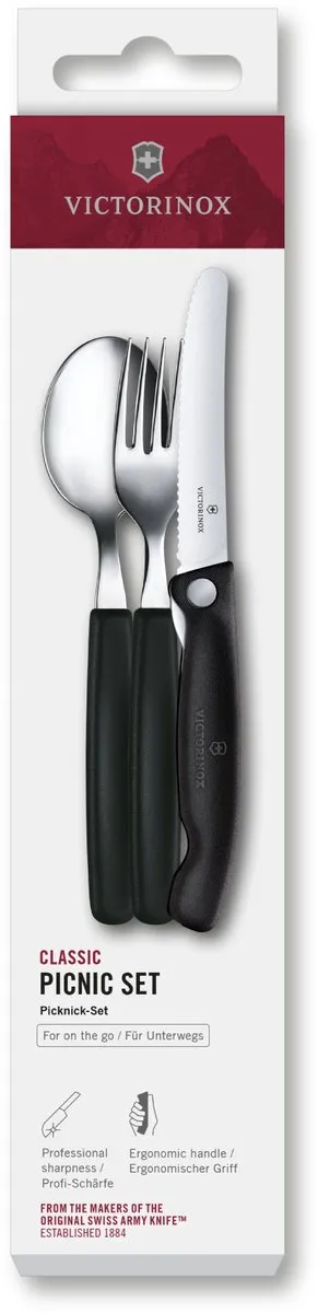 Victorinox Swiss Classic 3-delige Bestekset - Zwart - RVS