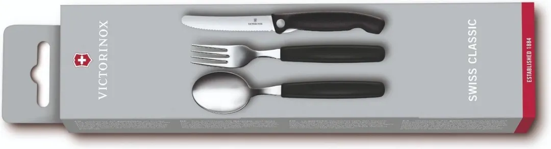 Victorinox Swiss Classic 3-delige Bestekset - Zwart - RVS