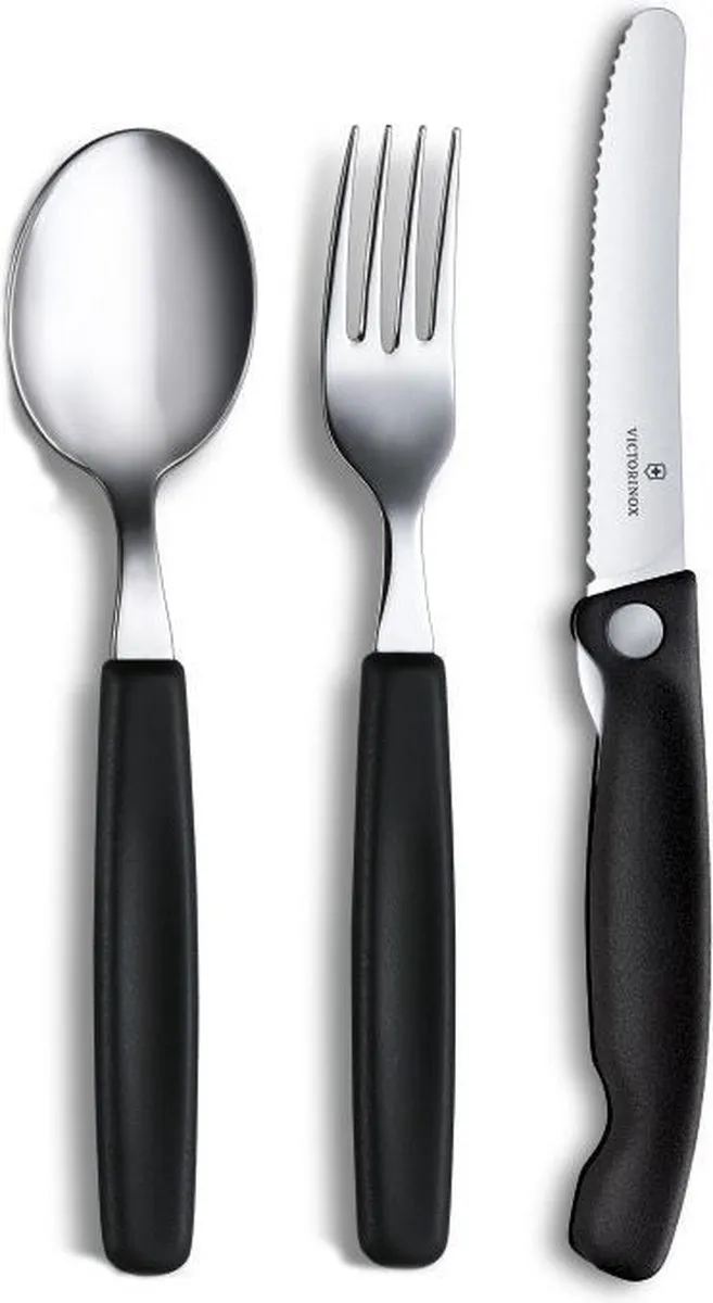 Victorinox Swiss Classic 3-delige Bestekset - Zwart - RVS