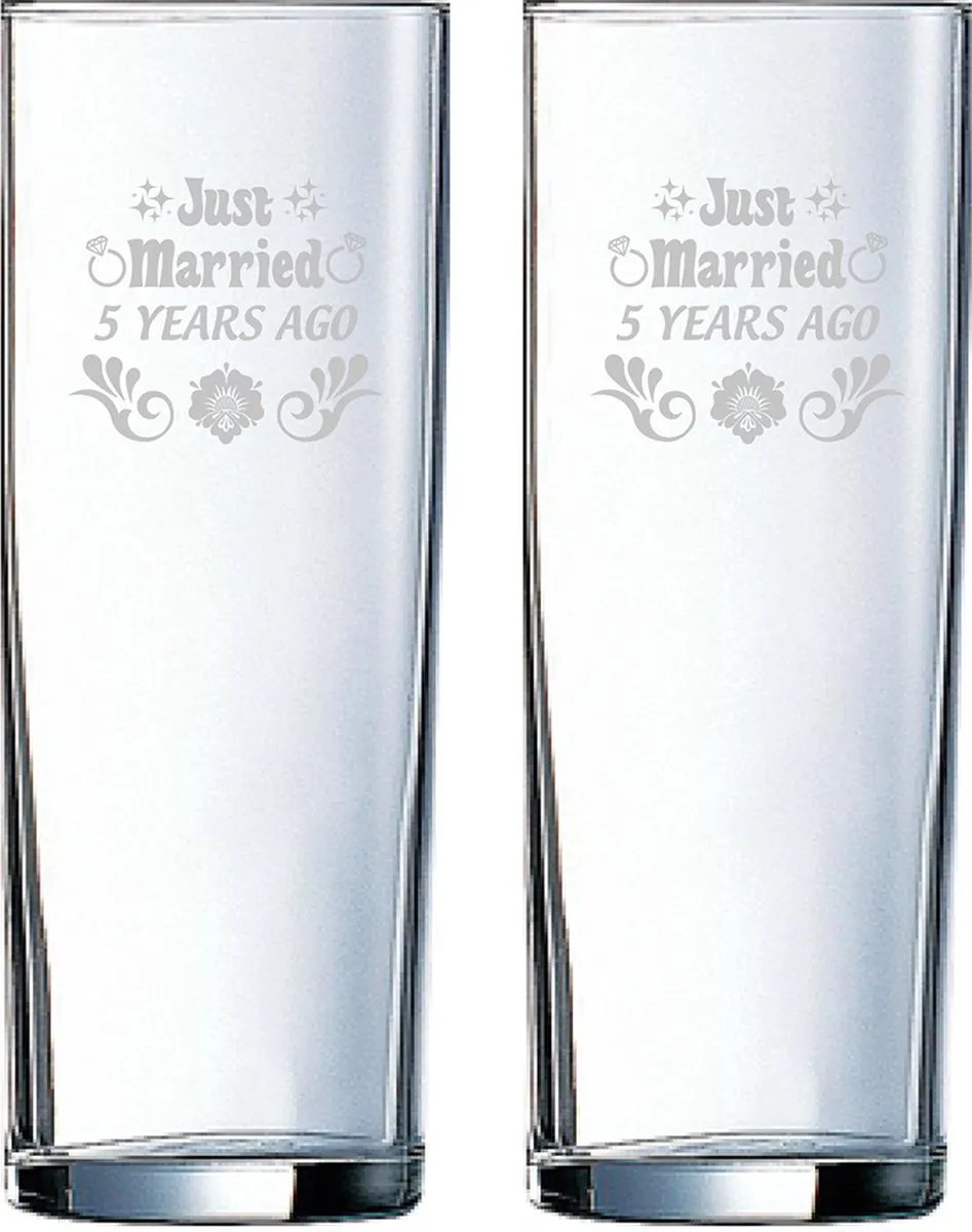 Arcoroc Just Married Gegraveerde Longdrinkglazen Set