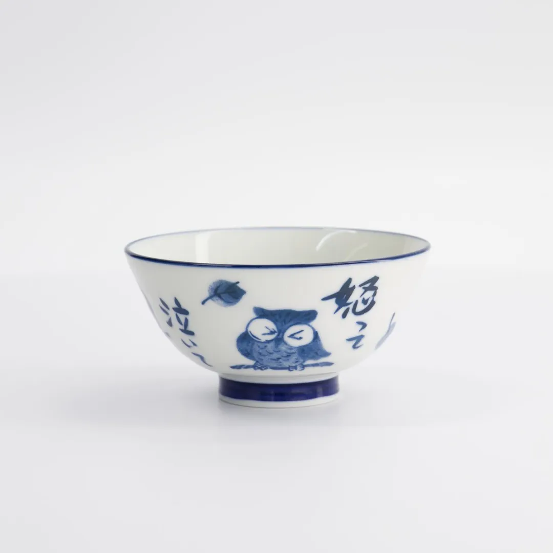 Tokyo Design Studio Kawaii Rijstkom Uil - 300ml - Blauw/Wit