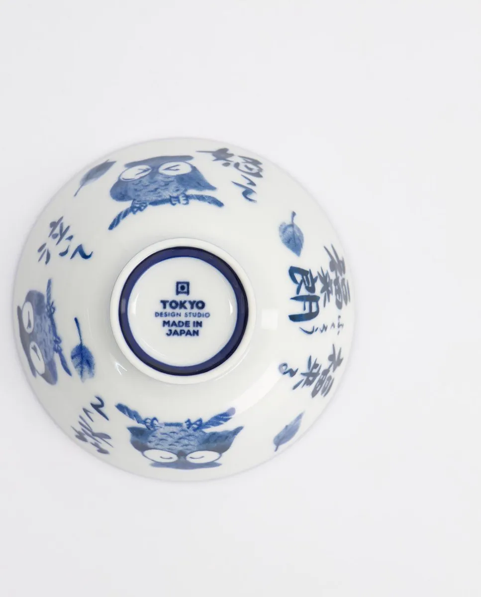 Tokyo Design Studio Kawaii Rijstkom Uil - 300ml - Blauw/Wit