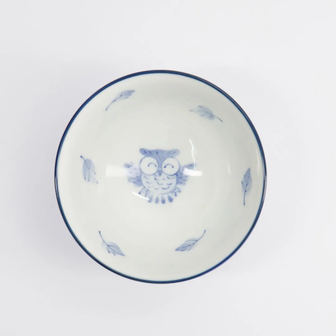 Tokyo Design Studio Kawaii Rijstkom Uil - 300ml - Blauw/Wit