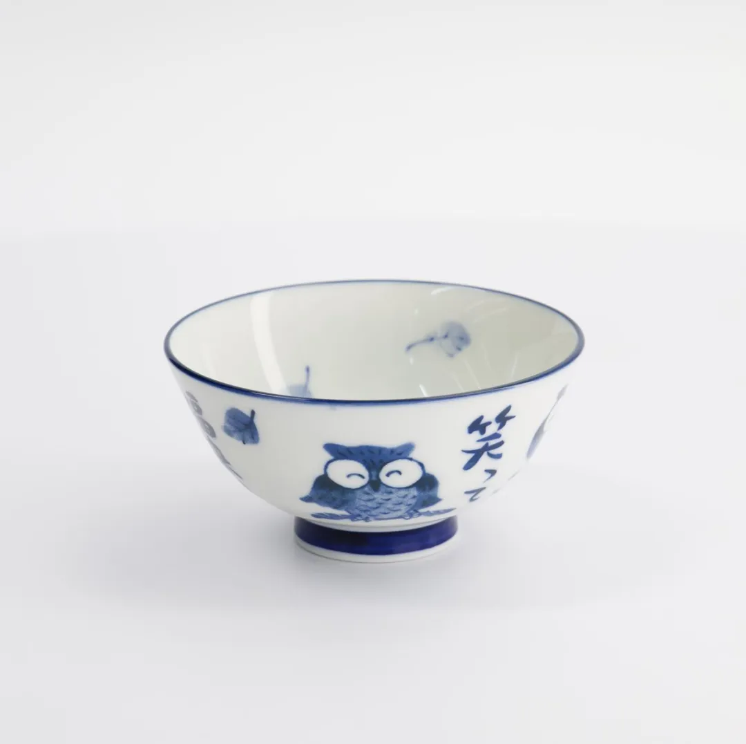 Tokyo Design Studio Kawaii Rijstkom Uil - 300ml - Blauw/Wit