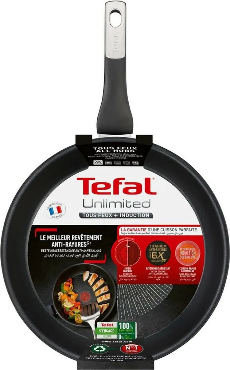 Tefal Unlimited+ Inductie Titanium Koekenpan 28cm - Zwart