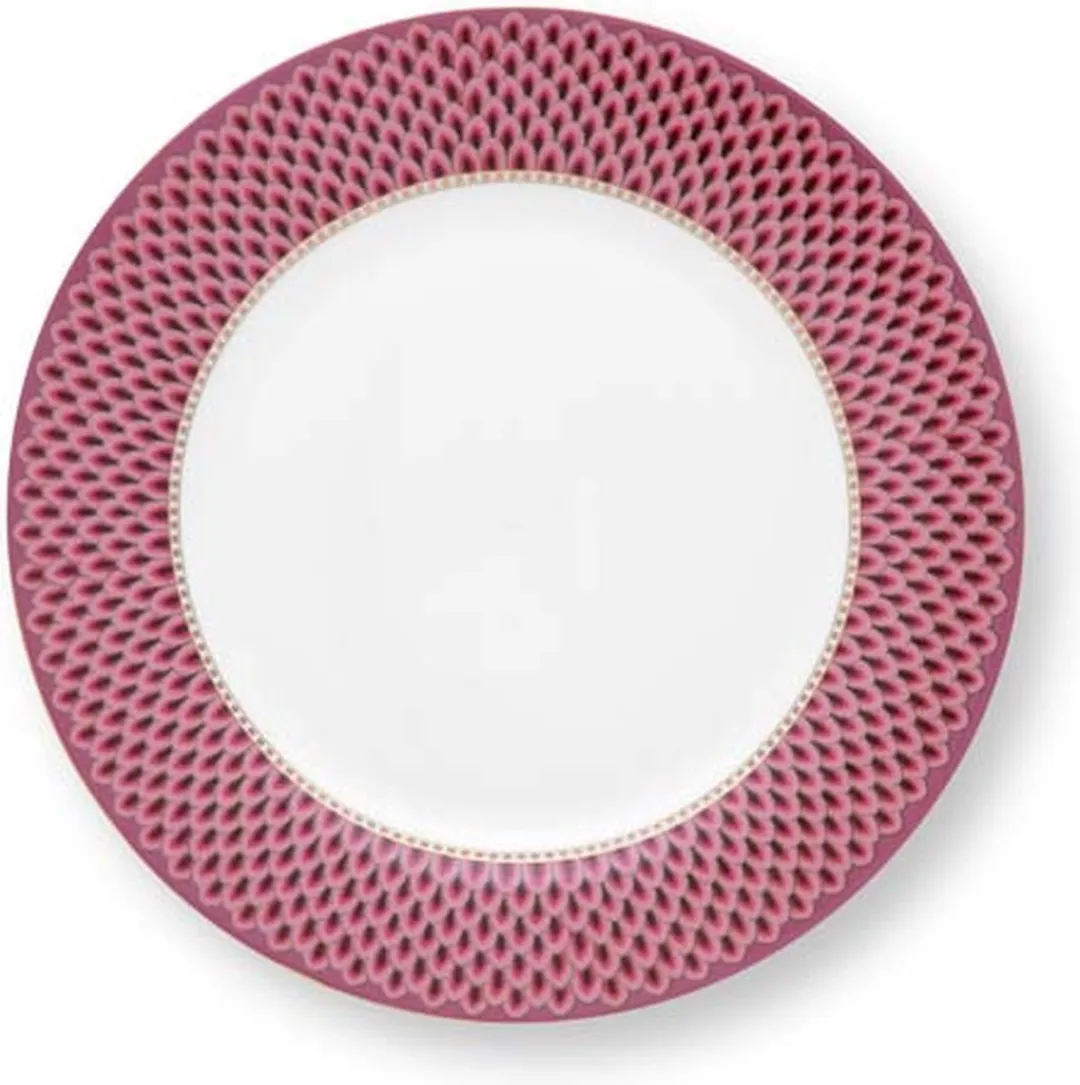 Pip Studio Flower Festival Dinerborden 26,5cm - Donker Roze - 2 Stuks