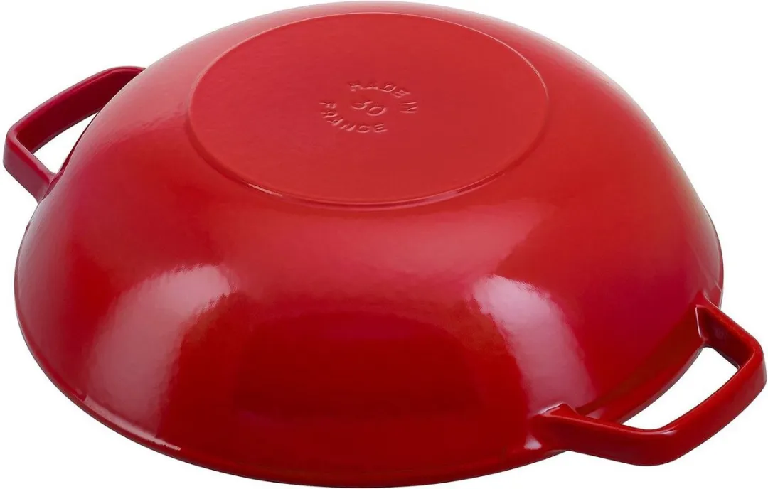 Staub Wokpan Kers - ø 30 cm / 4.4 liter - Geëmailleerde anti-aanbaklaag