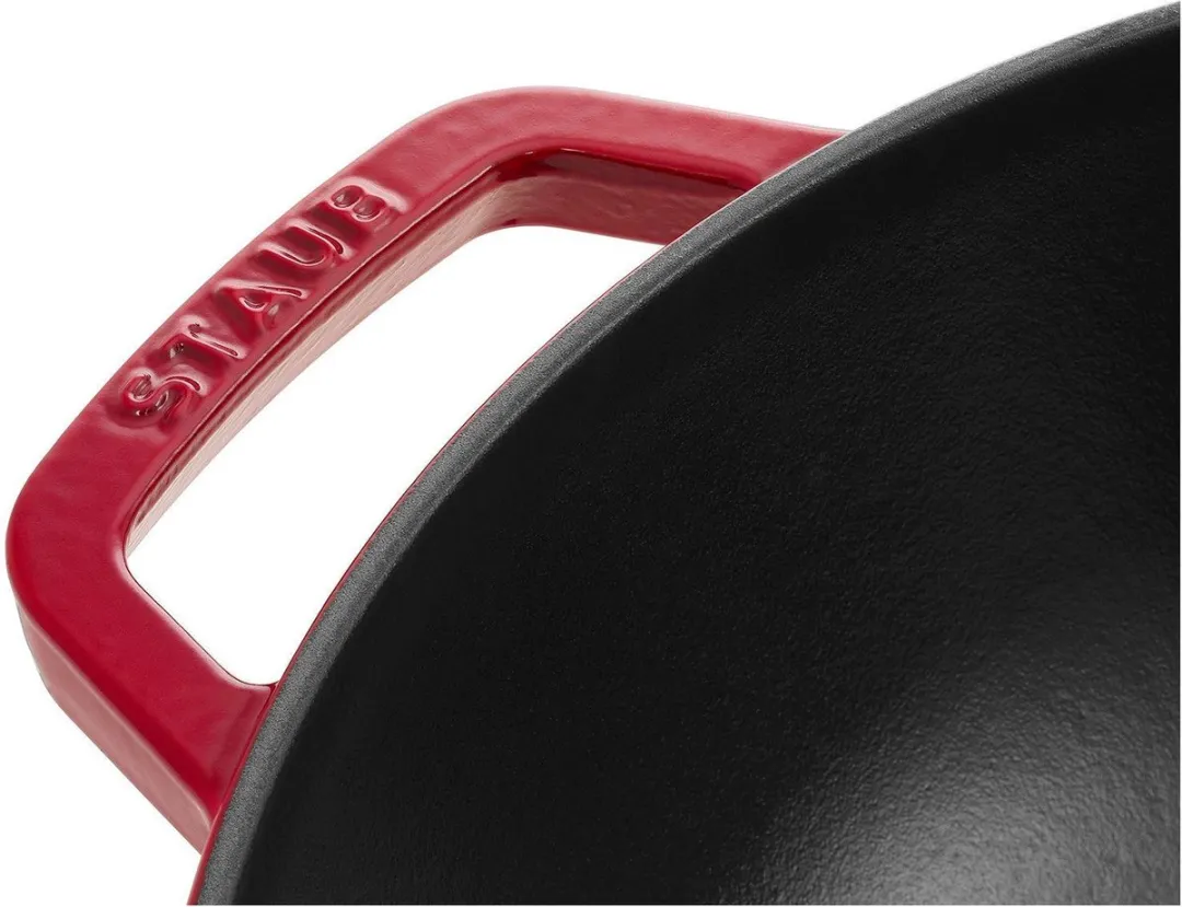 Staub Wokpan Kers - ø 30 cm / 4.4 liter - Geëmailleerde anti-aanbaklaag
