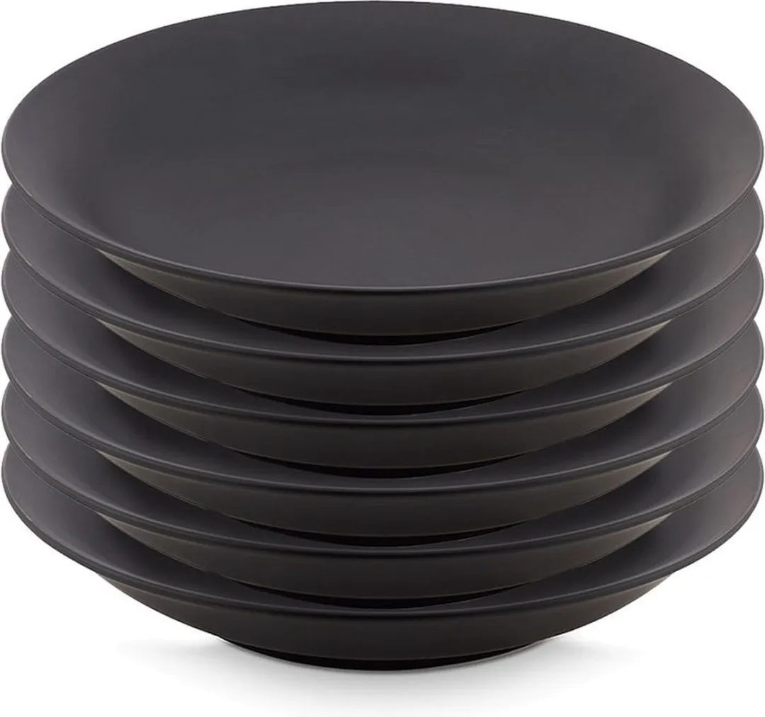 vtwonen Basic Pastaborden Set 6 Stuks - Ø25,5cm - Zwart