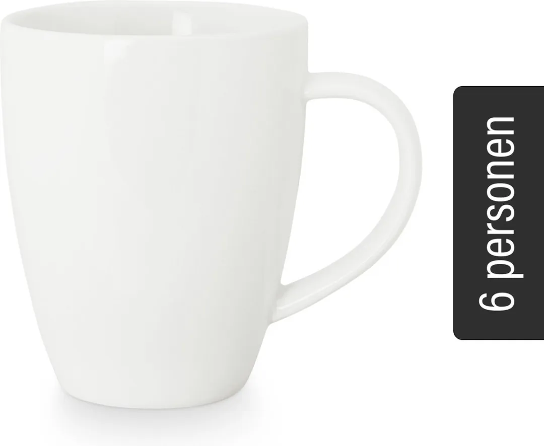 vtwonen Mok met Oor Serviesset 6 Stuks - 400ml - Wit