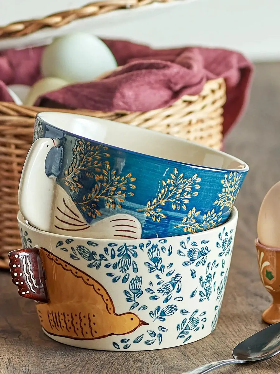 Bloomingville Hezha Aardewerk Schaal - 13cm - Blauw