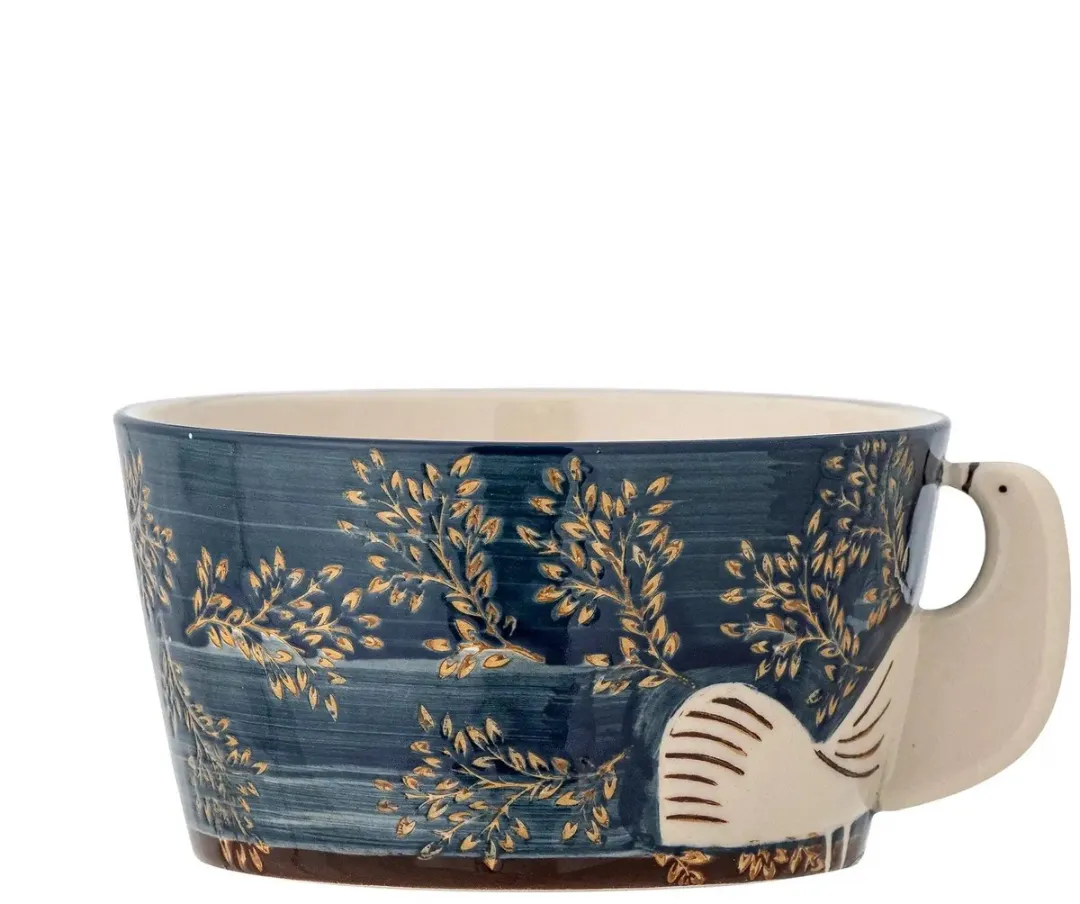 Bloomingville Hezha Aardewerk Schaal - 13cm - Blauw
