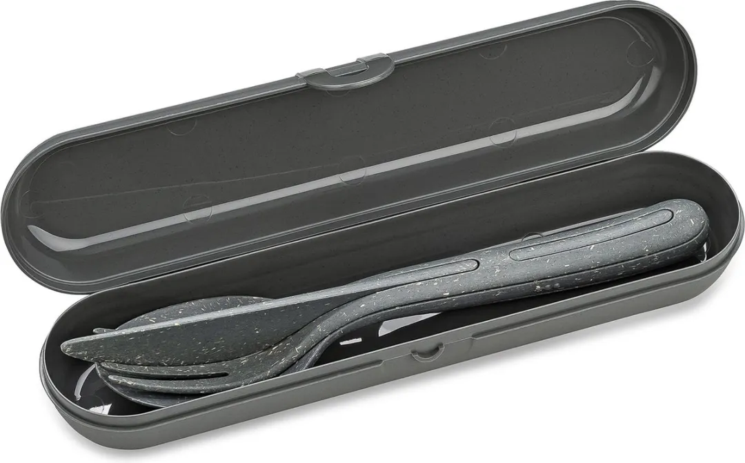 Koziol Klikk Ready Etui met Bestek 3-delig - Grijs