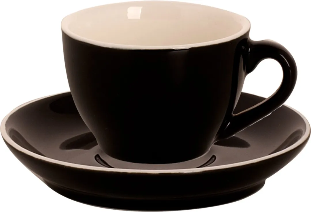 Palmer Colors Cappuccino Kop & Schotel 18cl - 6 Stuks - Zwart
