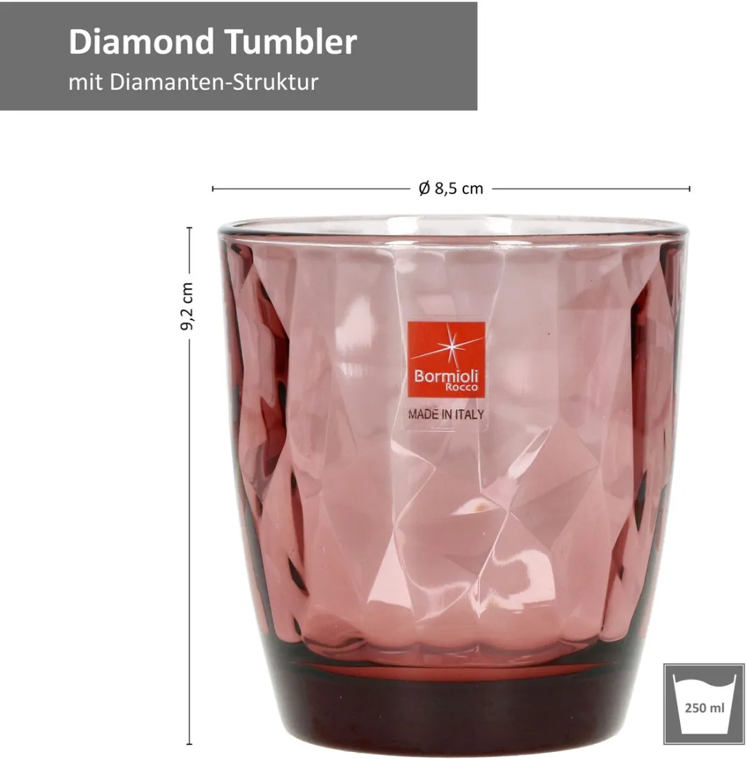 Bormioli Rocco Diamond Rock Whiskyglazen 30.5cl - 3 Stuks - Paars