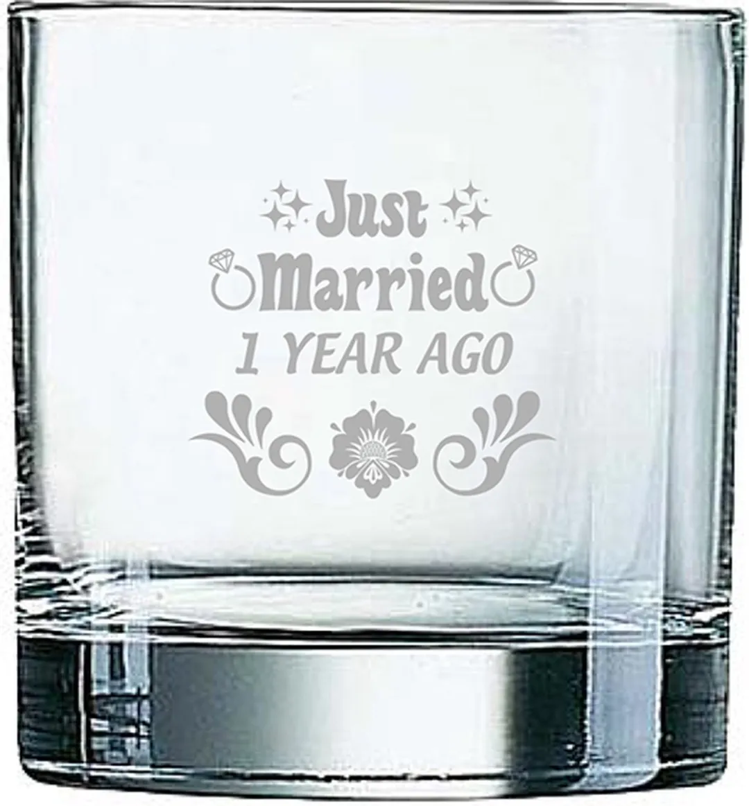 Arcoroc Whiskeyglas Gegraveerd Just Married 38cl