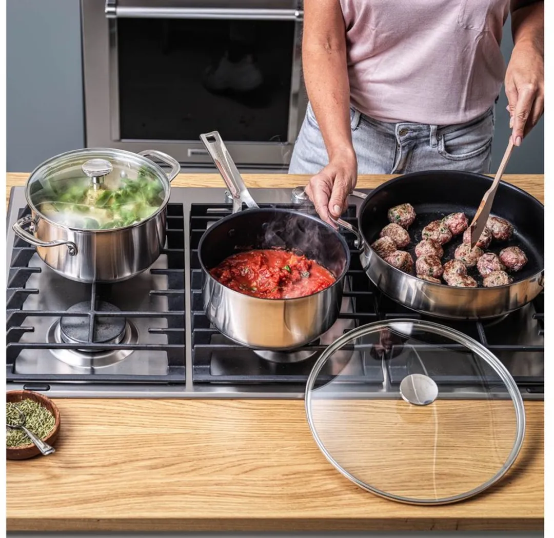 KitchenAid CC010355-001 Pannenset 7-delig - 4 Stuks - Zilver