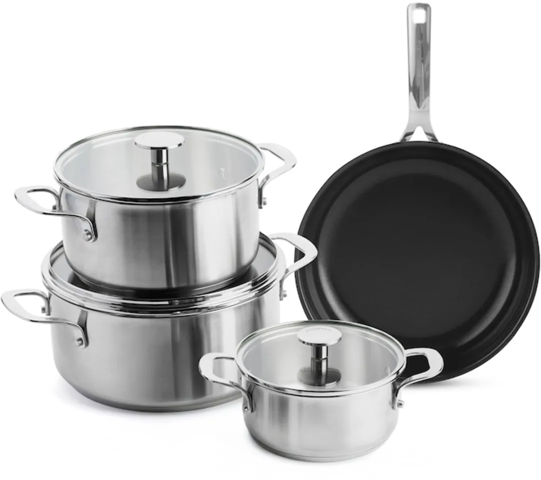 KitchenAid CC010355-001 Pannenset 7-delig - 4 Stuks - Zilver