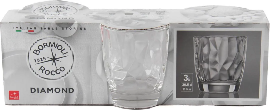 Bormioli Rocco Diamond Serie Waterglazen 30cl - 3 Stuks