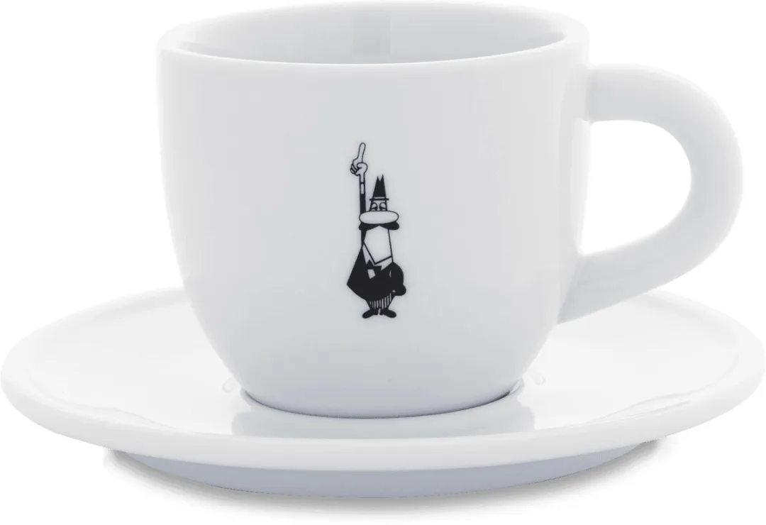 Bialetti Cappuccinokop met schotel - Porselein 240ml - Wit
