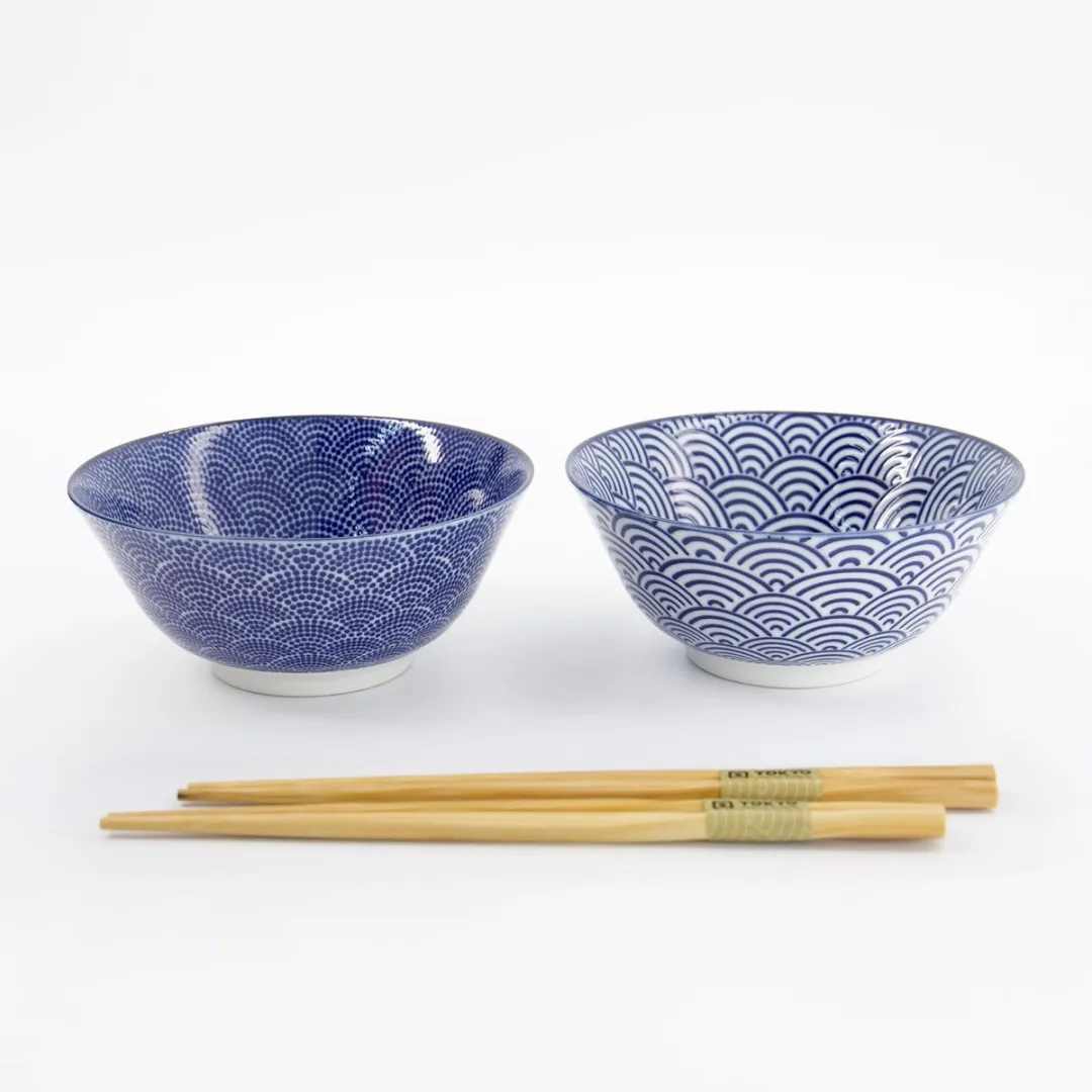 Tokyo Design Studio Nippon Blue Kommenset - 2 Stuks Ø15cm - Blauw