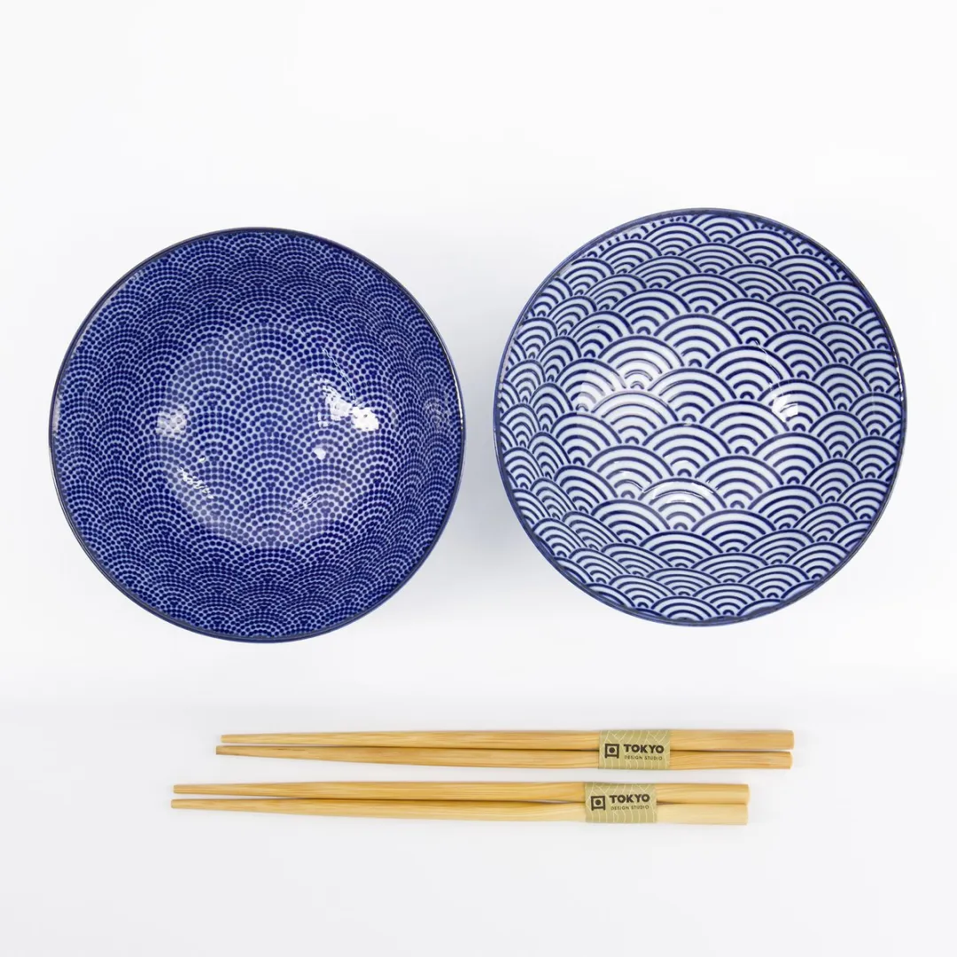 Tokyo Design Studio Nippon Blue Kommenset - 2 Stuks Ø15cm - Blauw