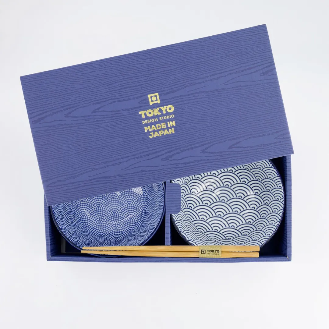 Tokyo Design Studio Nippon Blue Kommenset - 2 Stuks Ø15cm - Blauw