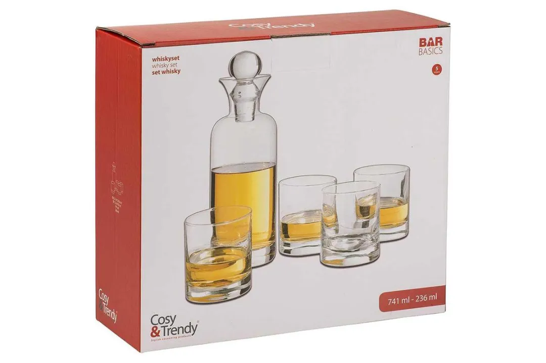 Cosy&Trendy Whiskeyset - Karaf met 4 glazen - 5 Stuks