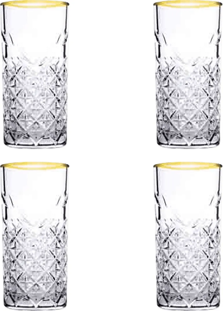 Pasabahce Timeless Longdrinkglas 45 Cl Gouden Rand - 4 Stuks