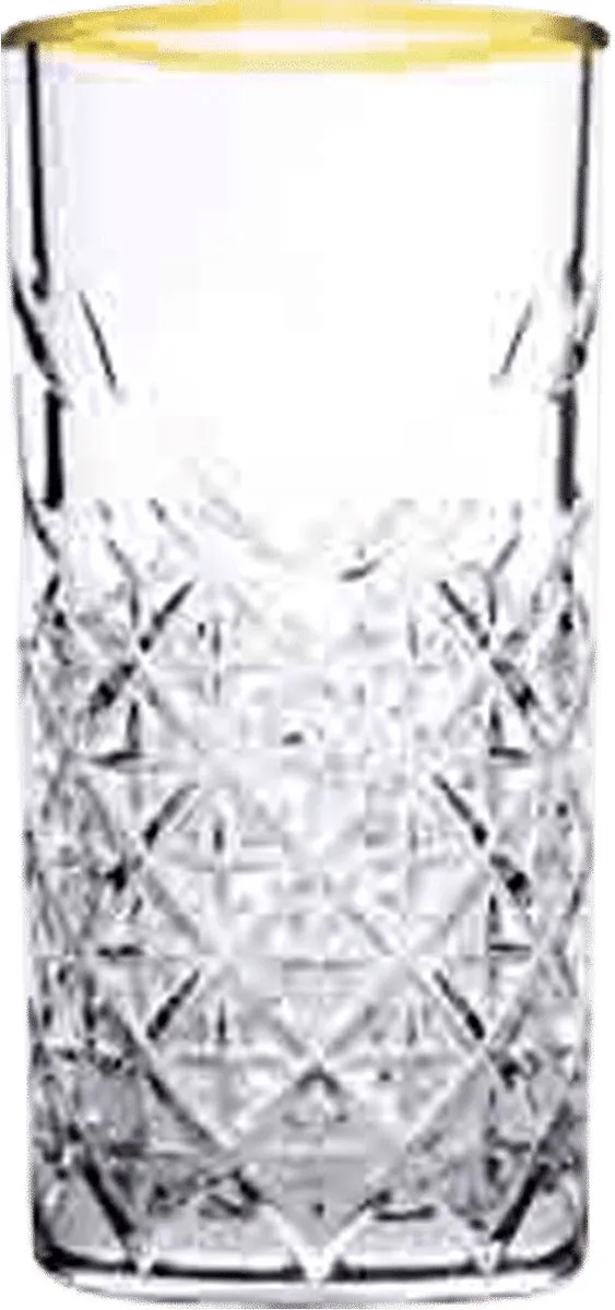 Pasabahce Timeless Longdrinkglas 45 Cl Gouden Rand - 4 Stuks
