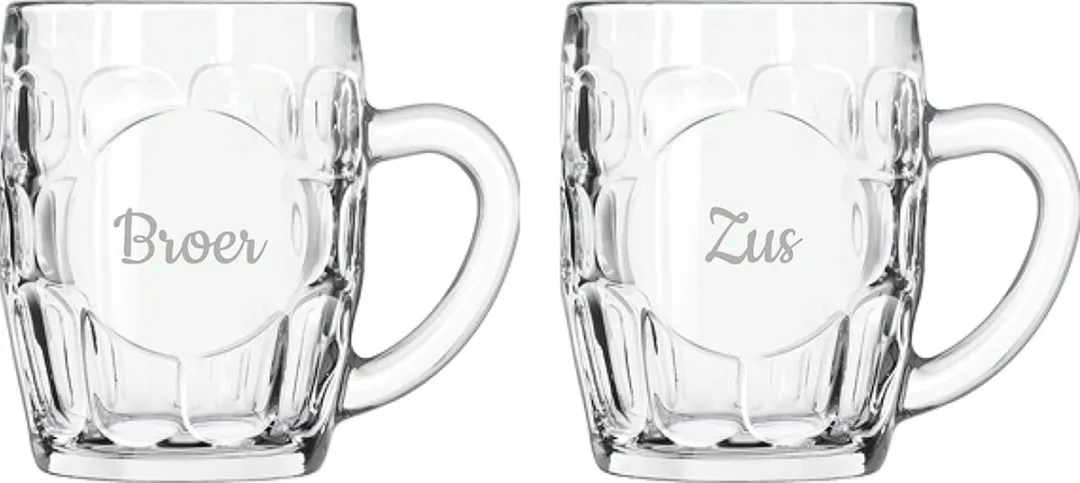 Libbey Gegraveerde Bierpul Broer-Zus