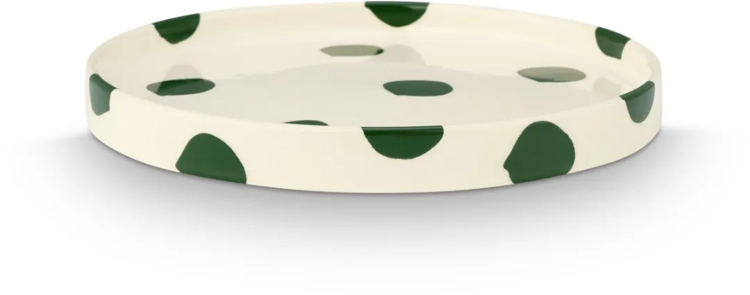 vtwonen Lunchbord Stippen Groen 20cm - Keramiek - 2 Stuks