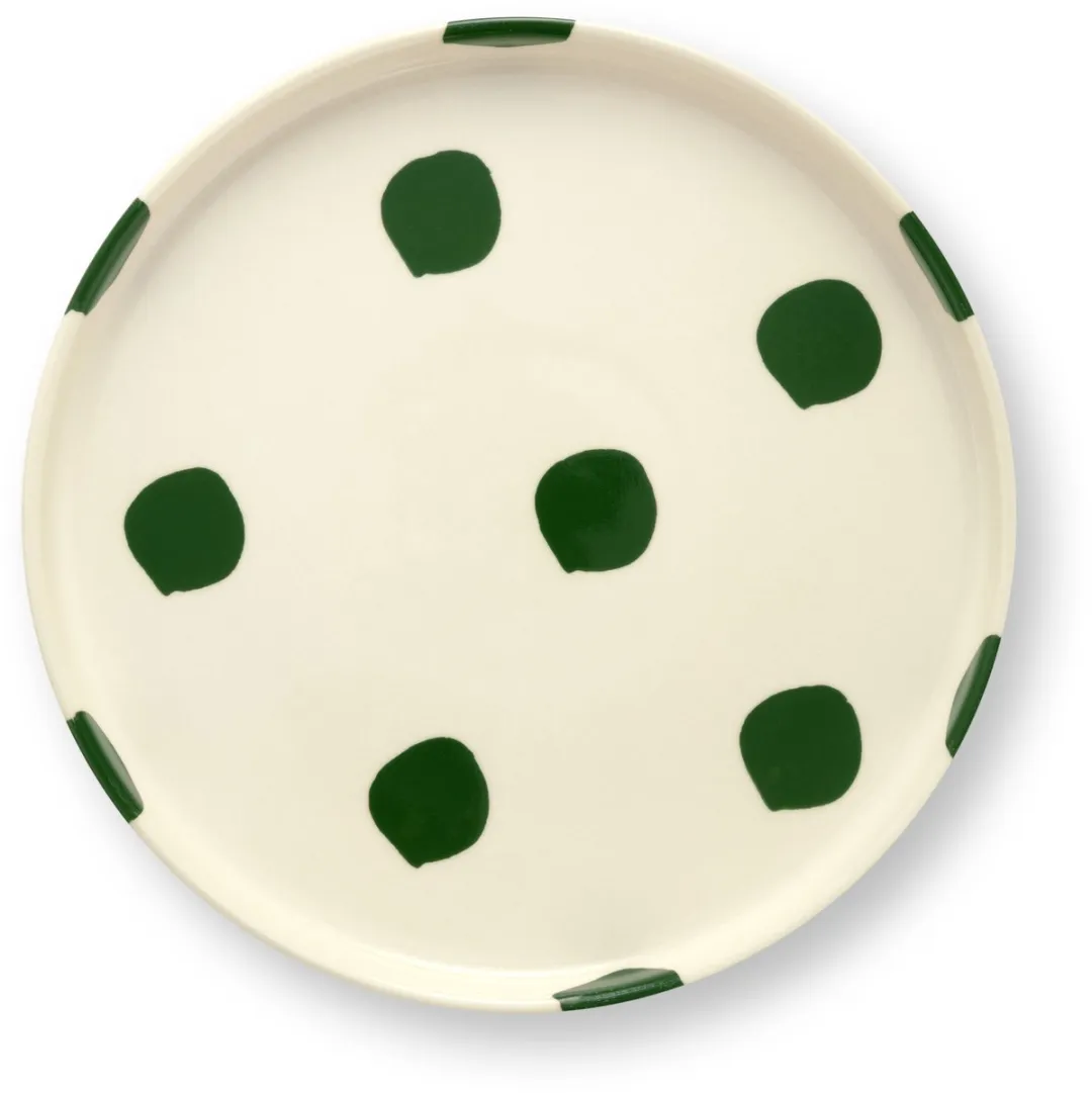 vtwonen Lunchbord Stippen Groen 20cm - Keramiek - 2 Stuks