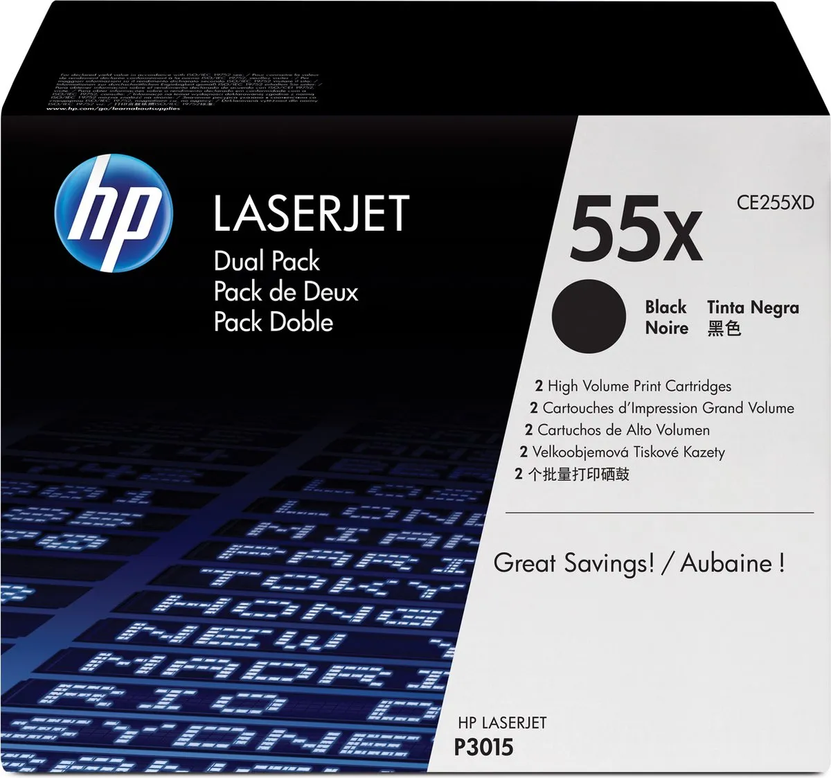 HP 55X Tonercartridge Zwart - 25.000 Pagina's - 2 Stuks