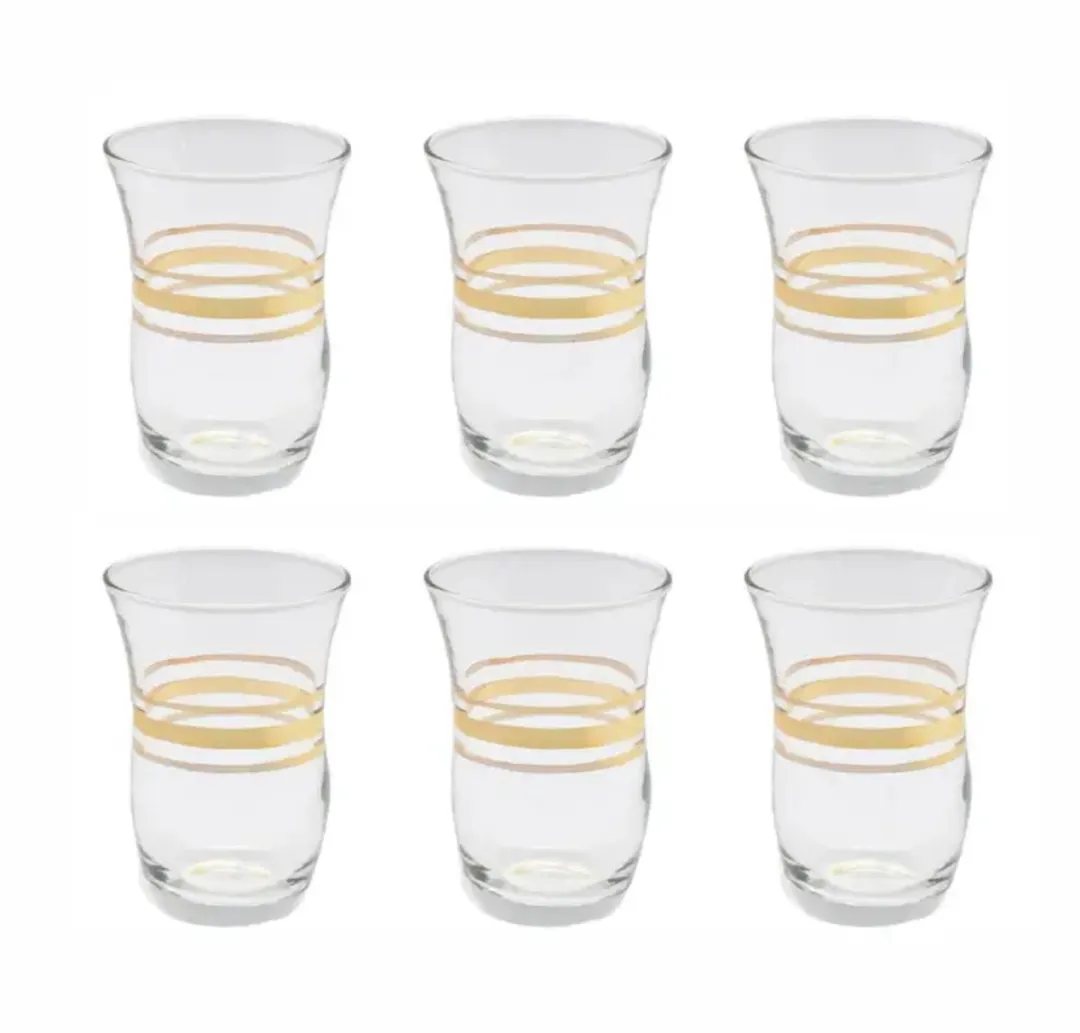 Pasabahce Cihangir Turkse Theeglazen - Goud - 6 Stuks