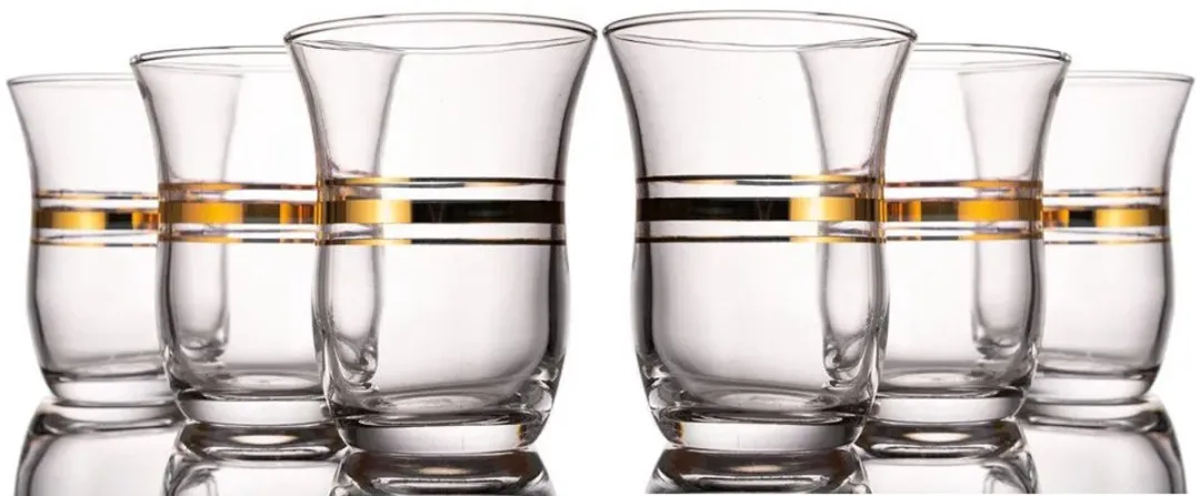 Pasabahce Cihangir Turkse Theeglazen - Goud - 6 Stuks