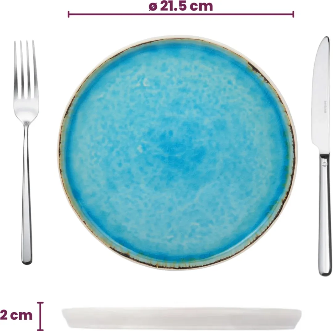 Cosy&Trendy Ontbijtborden Laguna Azzurro - 4 Stuks Ø22cm - Blauw